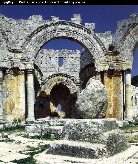 unknow artist Ruins of the Kalat-Simon-rampart trip church, Syria